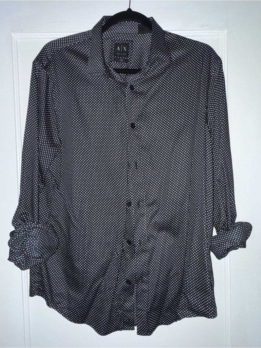 A/X Armani Exchange men’s Black Polka Dot Button-Up Shirt S